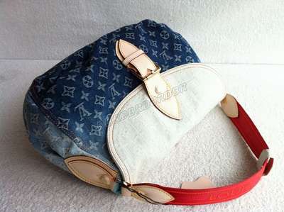 discount louis vuitton handbags monogram denim m40417 blue wholesale