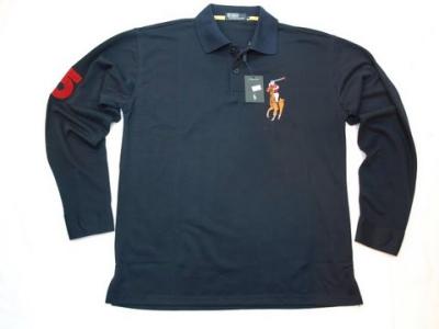 Ralph Lauren men Polo shirt-long sleeve-navy blue No.343