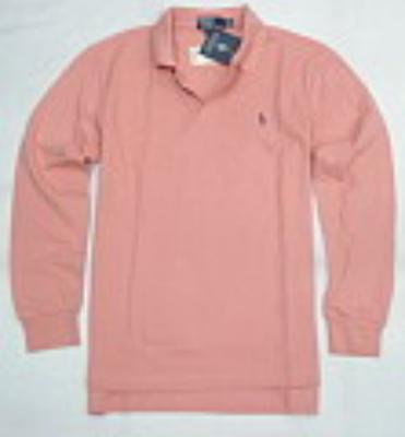 Ralph Lauren long sleeve men polo shirt-pink-small pony