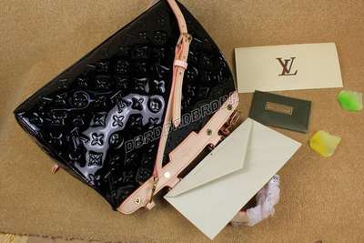 discount louis vuitton handbags monogram vernis m91619 black/gray wholesale